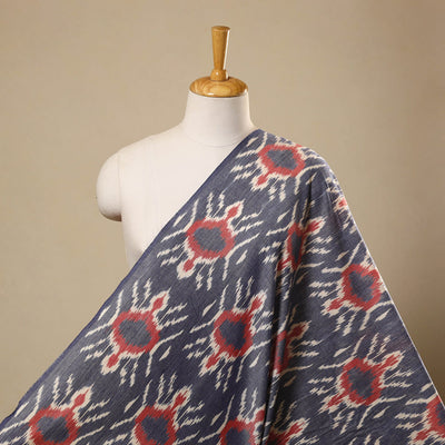 Grey Handloom Cotton Pochampally Central Asian Ikat Fabric