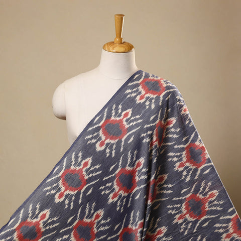 Grey Handloom Cotton Pochampally Central Asian Ikat Fabric