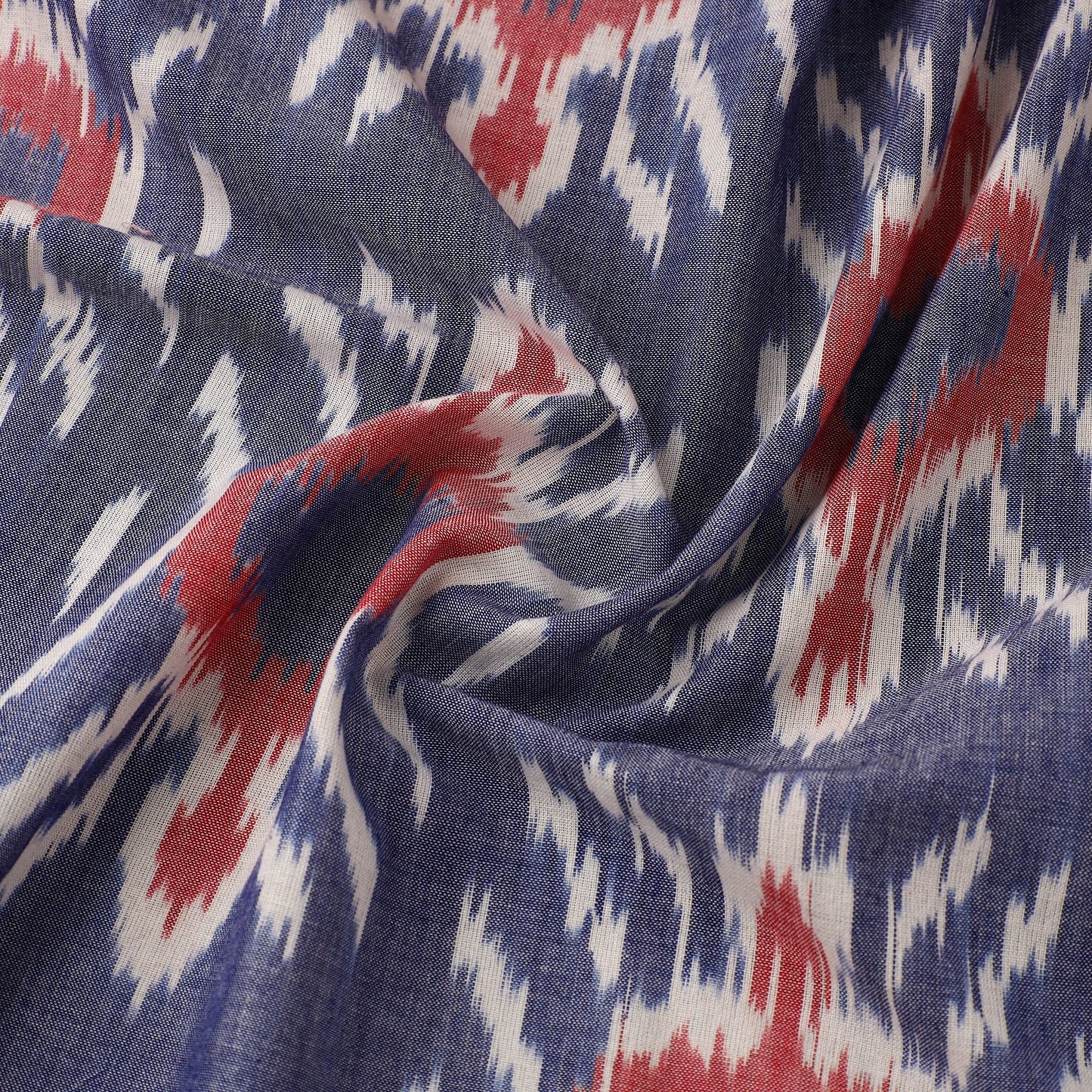 Grey Handloom Cotton Pochampally Central Asian Ikat Fabric