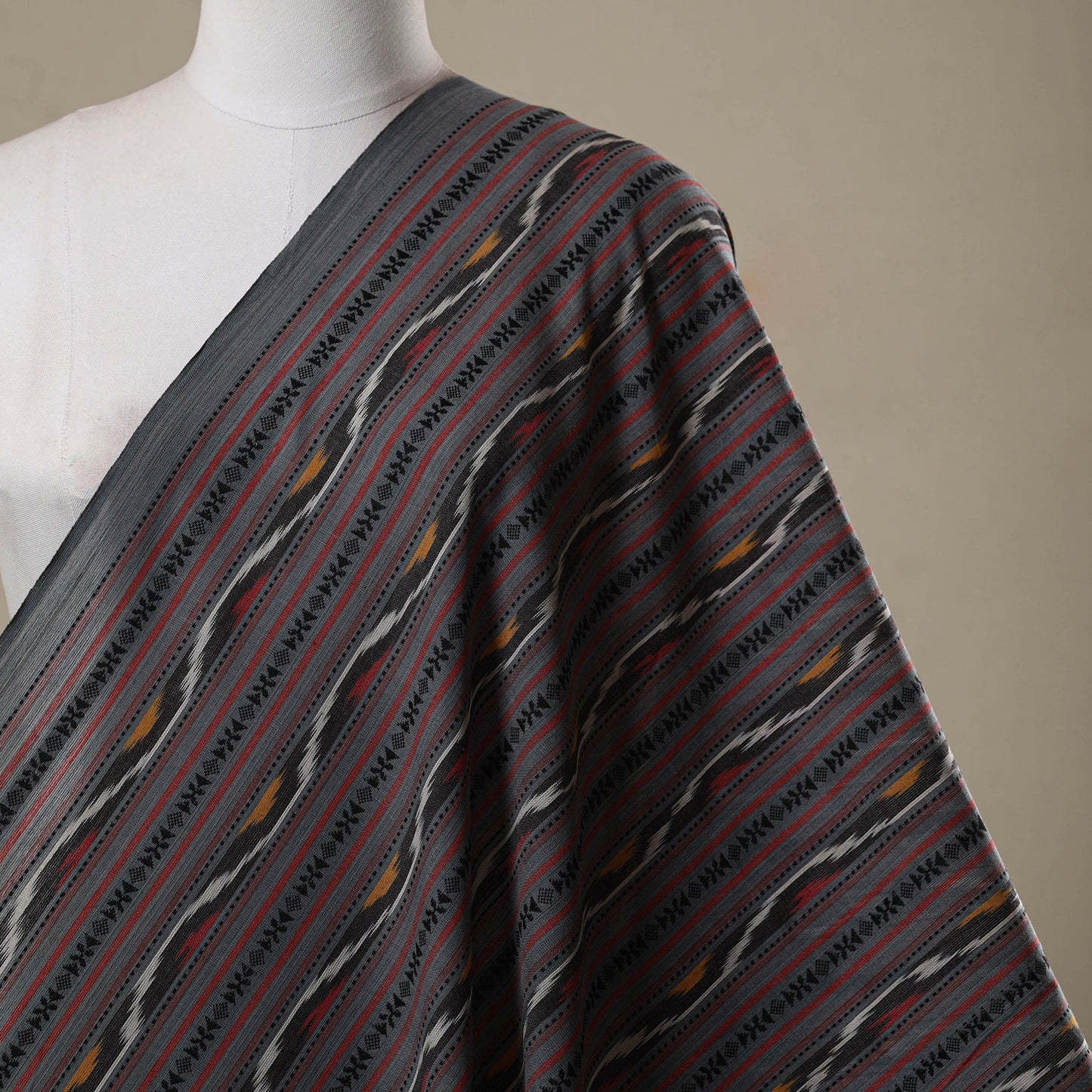 Cotton pochampally dabi ikat fabric 04 - handcrafted