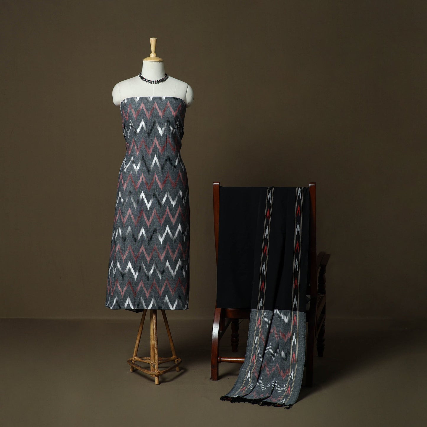 Handloom cotton pochampally ikat 3pc unstitched dress