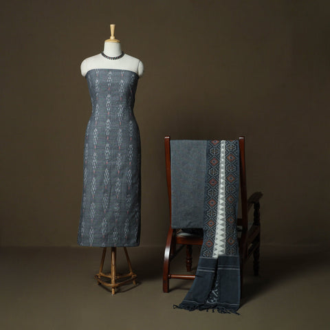 Handloom cotton pochampally ikat 3pc unstitched dress