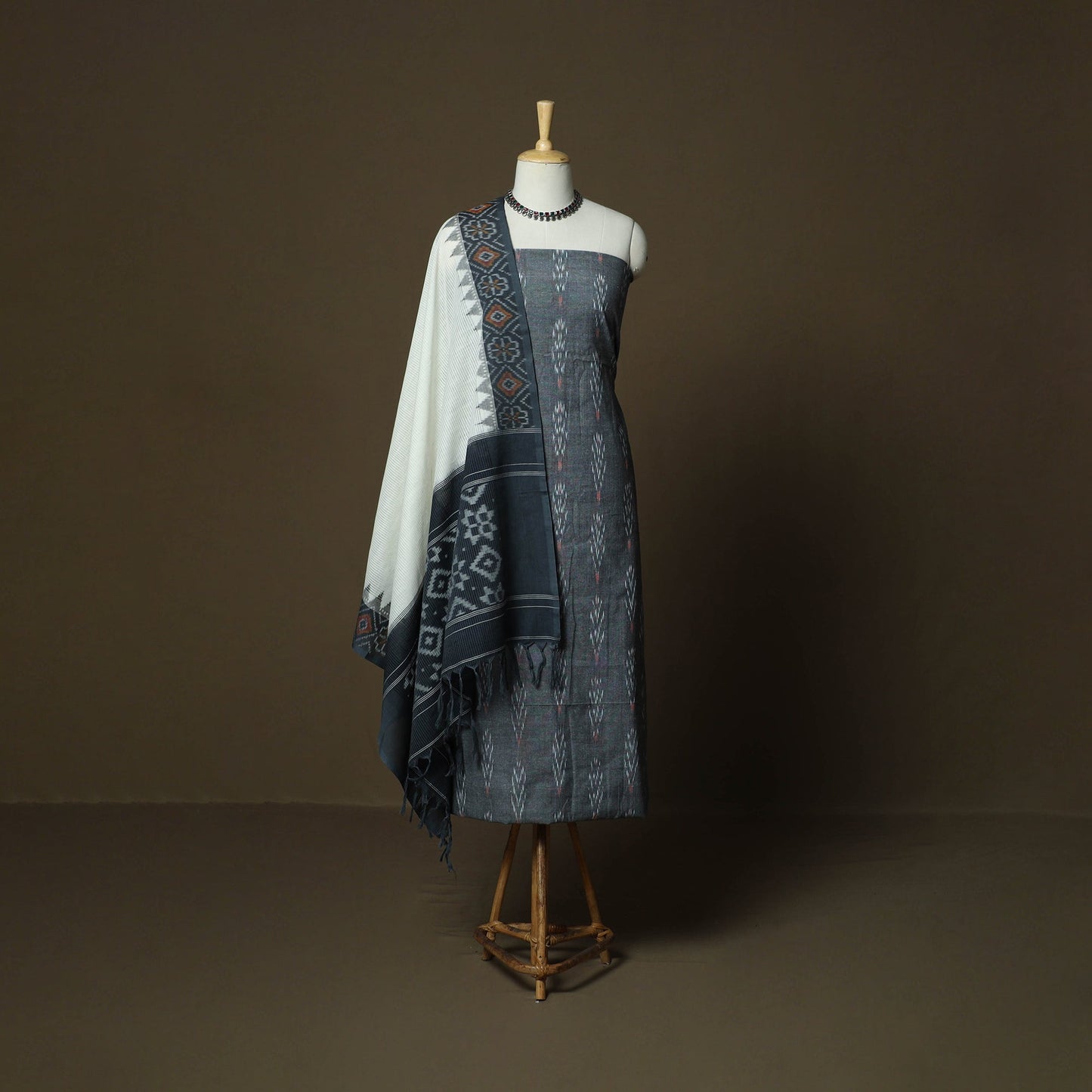 Handloom cotton pochampally ikat 3pc unstitched dress