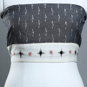 Grey - cotton pochampally ikat blouse piece 02 - handcrafted