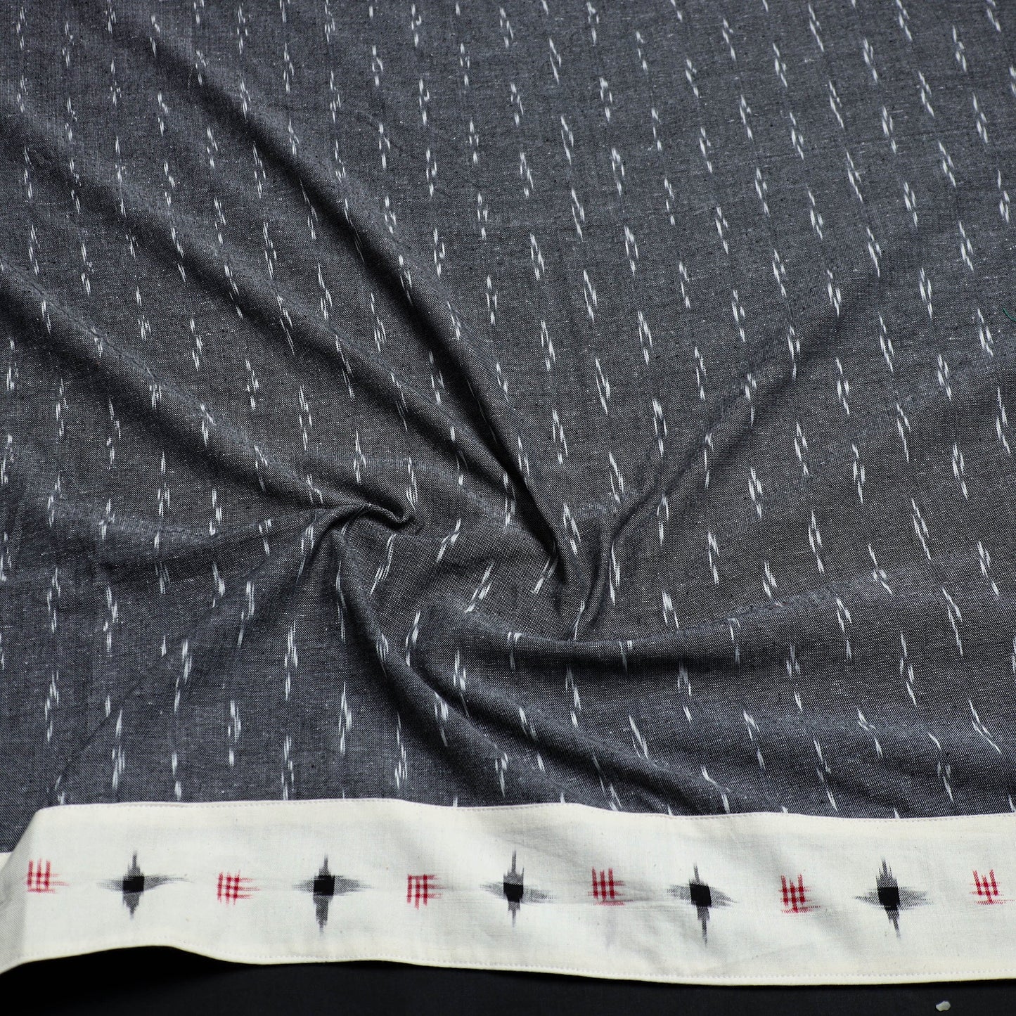 Grey - cotton pochampally ikat blouse piece 02 - handcrafted