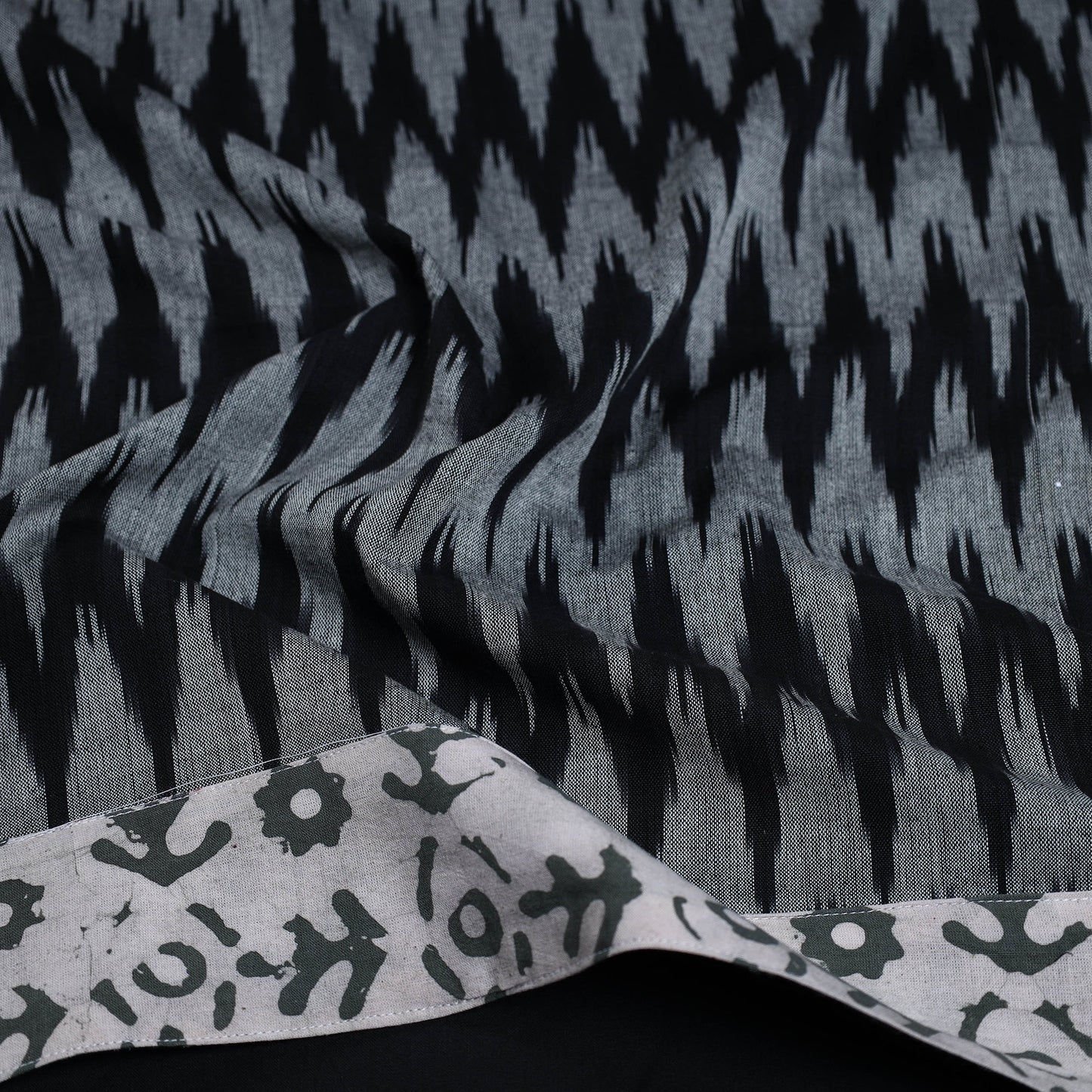 Grey - cotton pochampally ikat blouse piece 08 - handcrafted