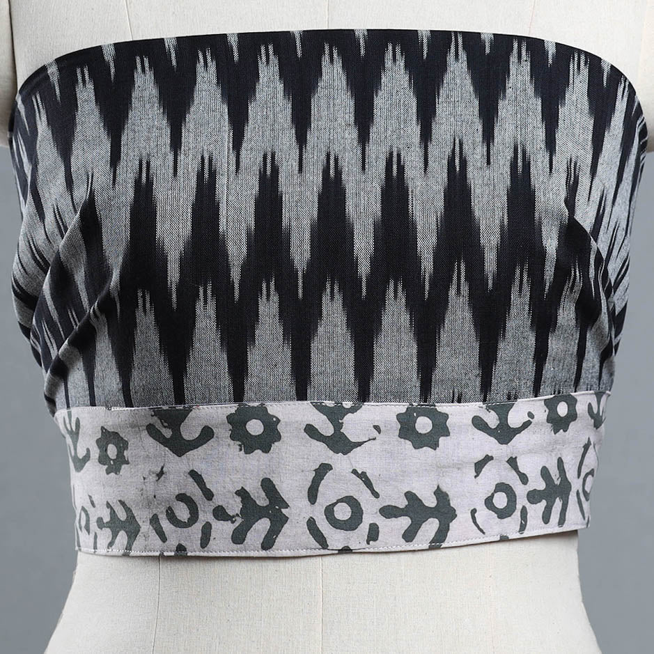 Grey - cotton pochampally ikat blouse piece 08 - handcrafted