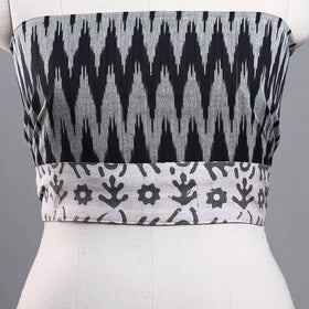 Grey - cotton pochampally ikat blouse piece 10 - handcrafted