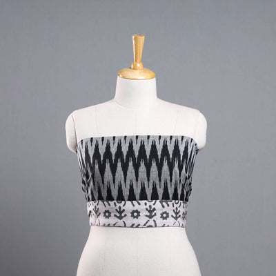 Grey - cotton pochampally ikat blouse piece 10 - handcrafted