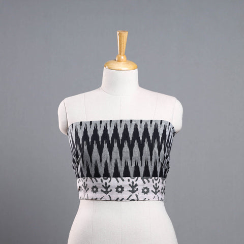 Grey - cotton pochampally ikat blouse piece 10 - handcrafted