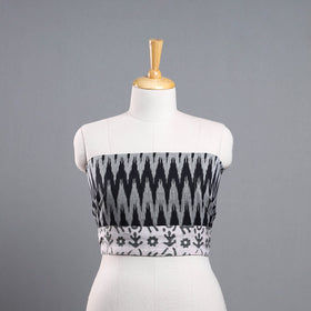 Grey - cotton pochampally ikat blouse piece 10 - handcrafted