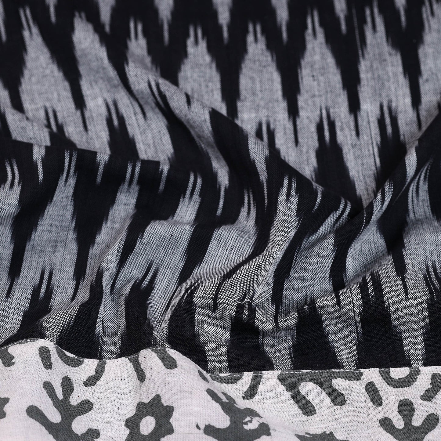 Grey - cotton pochampally ikat blouse piece 10 - handcrafted