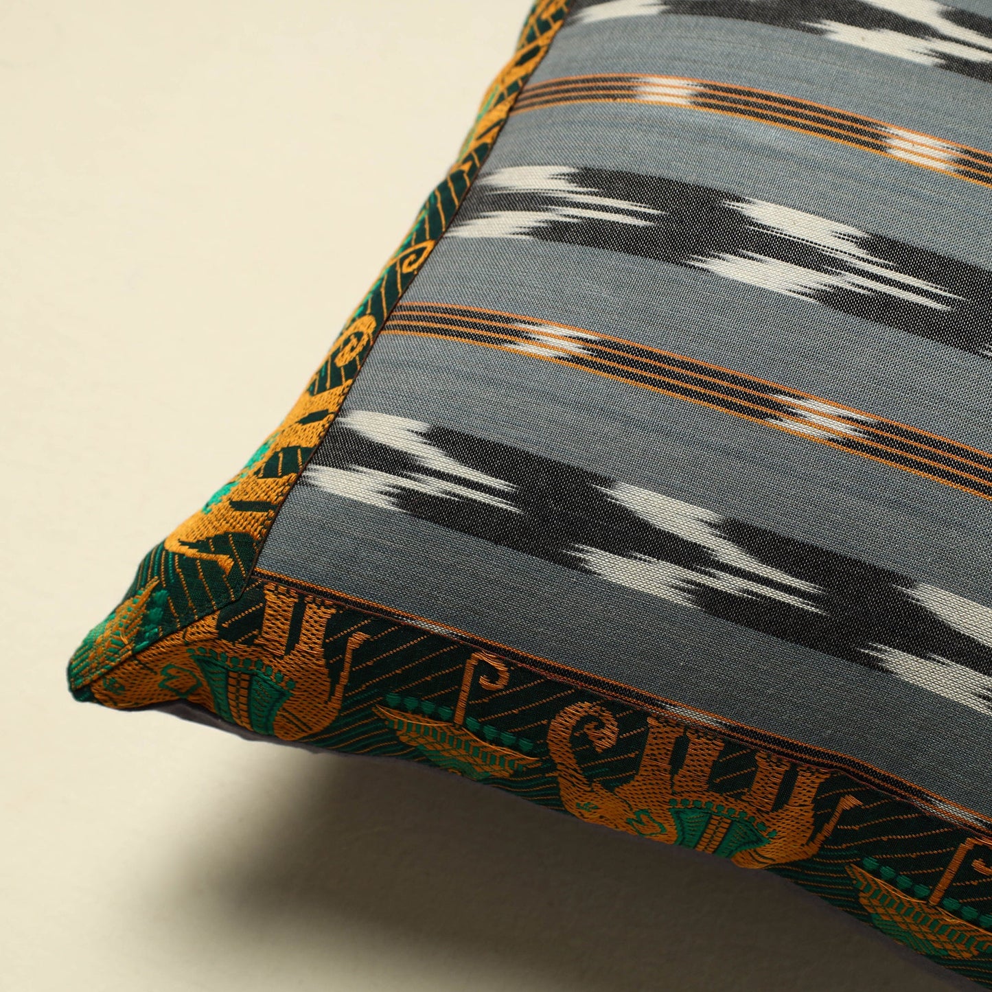 Grey - cotton pochampally ikat cushion cover 20
