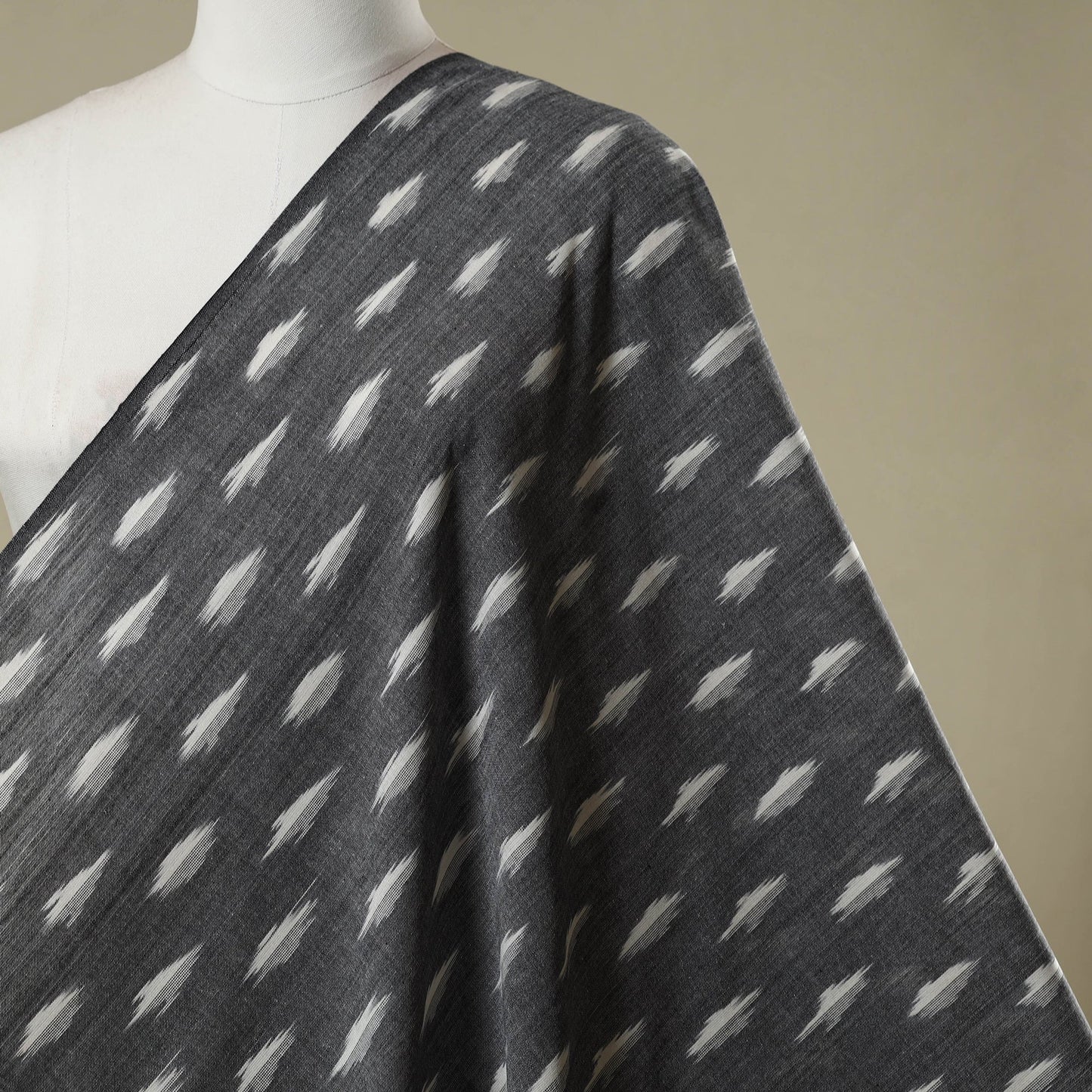 Grey - cotton pochampally ikat fabric 01 - handcrafted