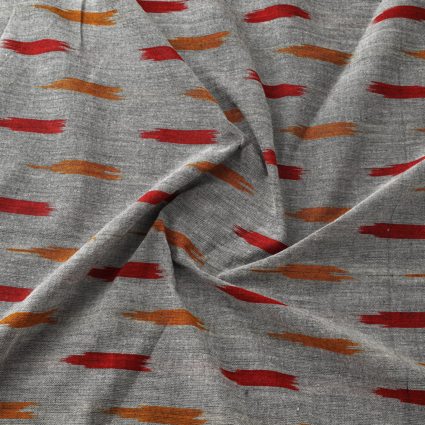 Grey Cotton Pochampally Ikat Fabric