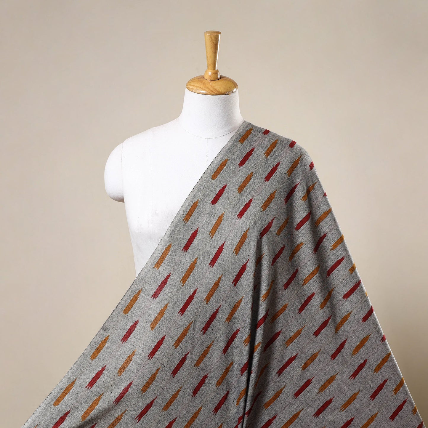 Grey Cotton Pochampally Ikat Fabric