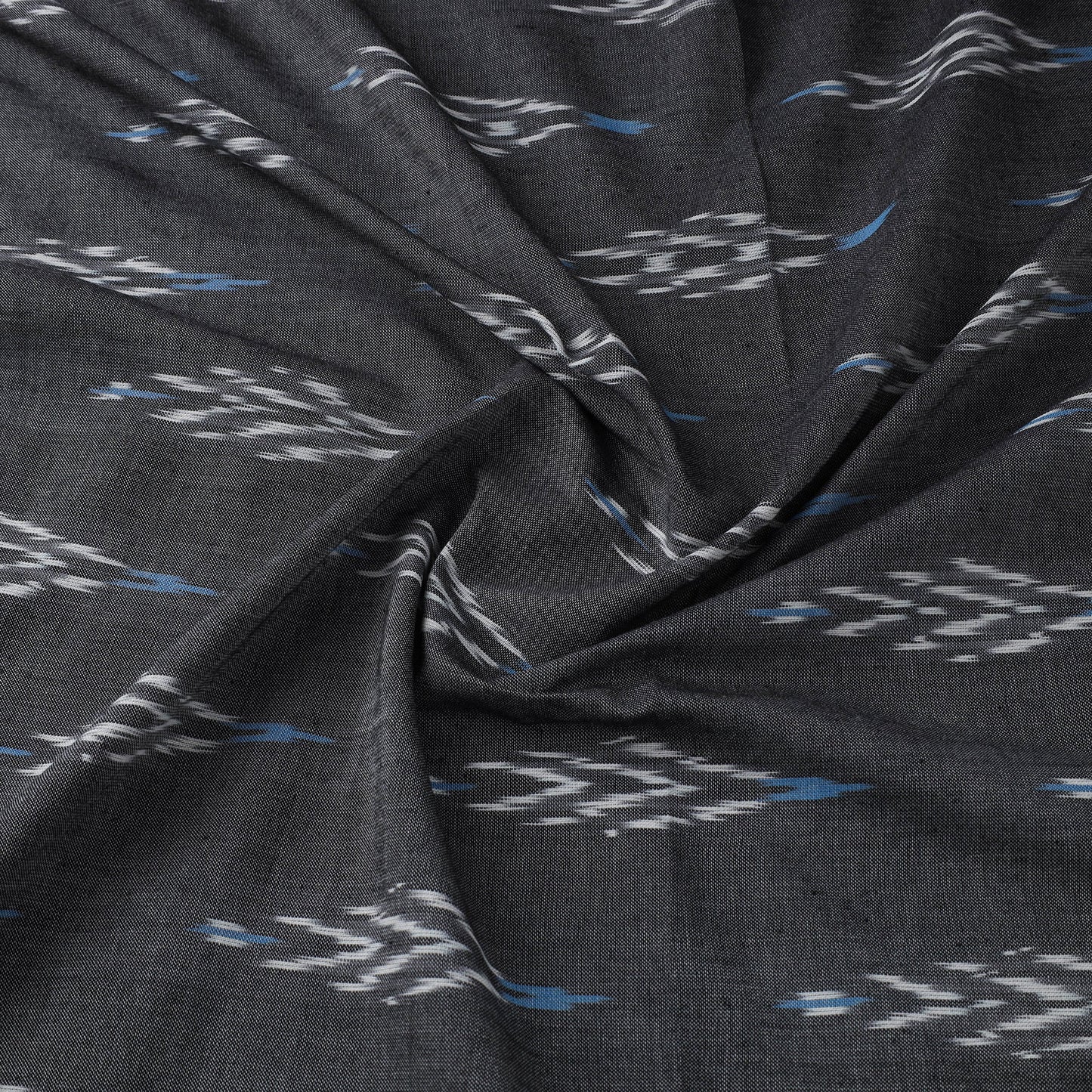 Grey Cotton Pochampally Ikat Fabric