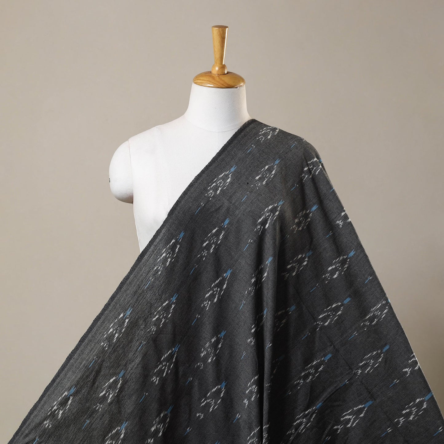 Grey Cotton Pochampally Ikat Fabric