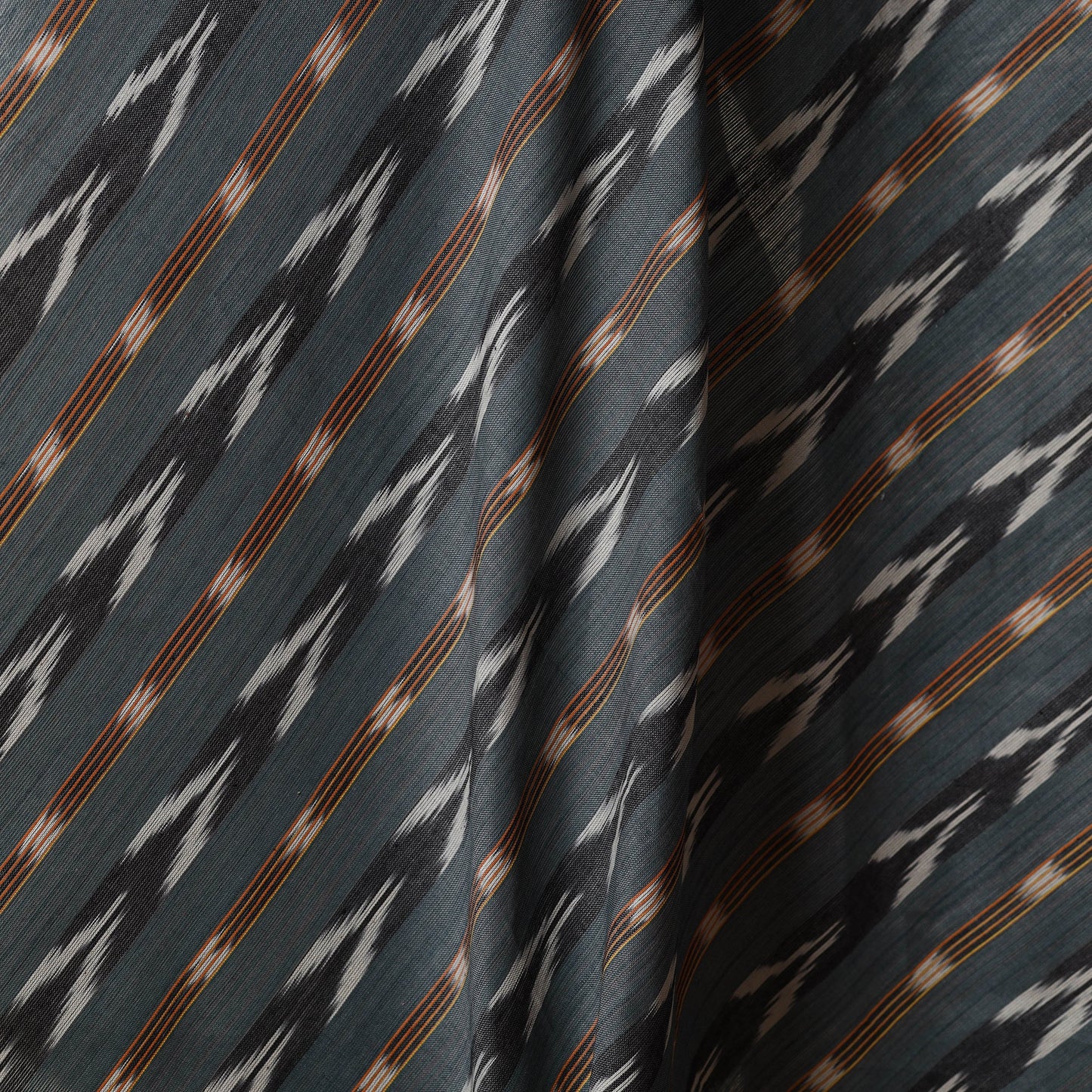 Grey - cotton pochampally ikat fabric 18 - handcrafted