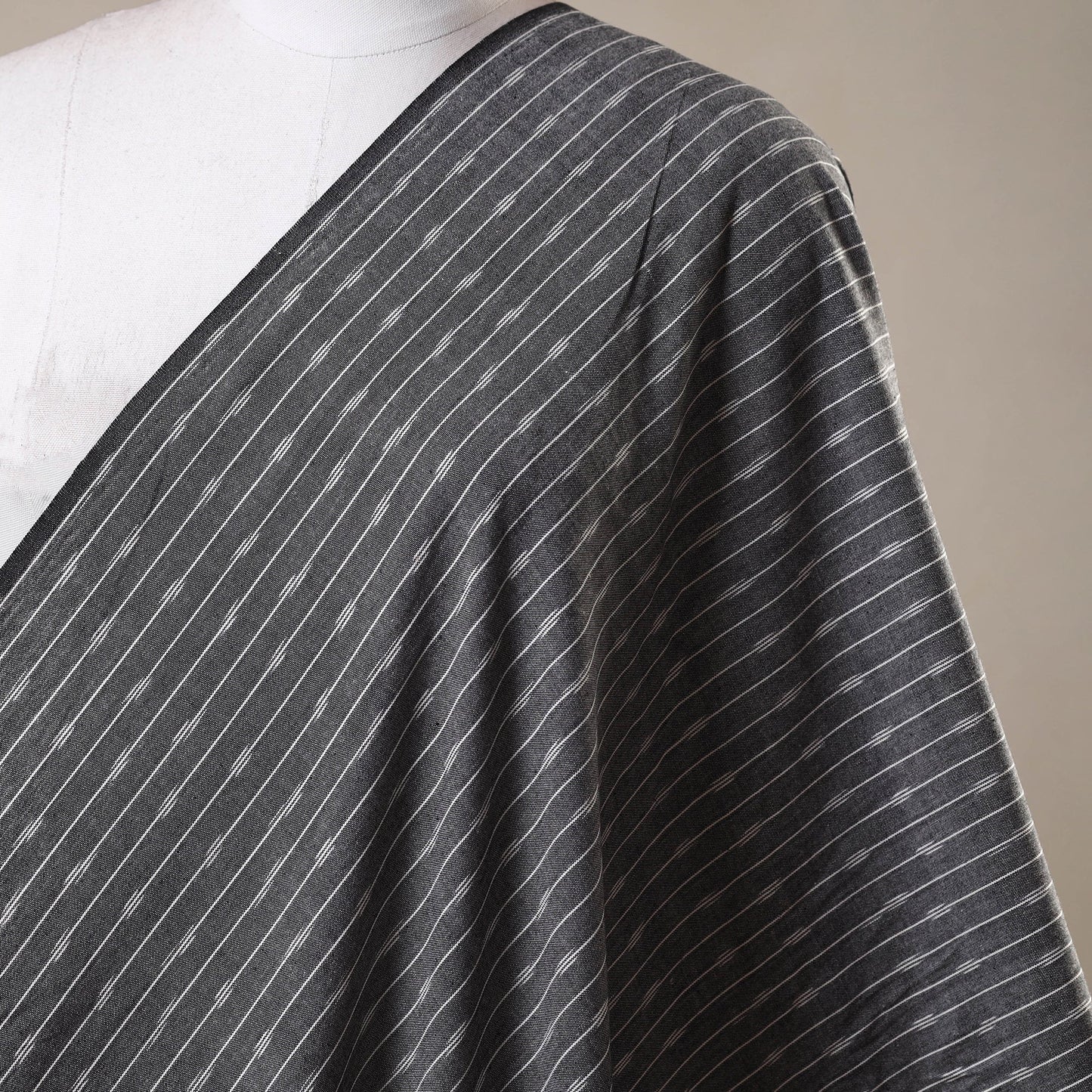 Grey - cotton pochampally ikat fabric 21 - handcrafted