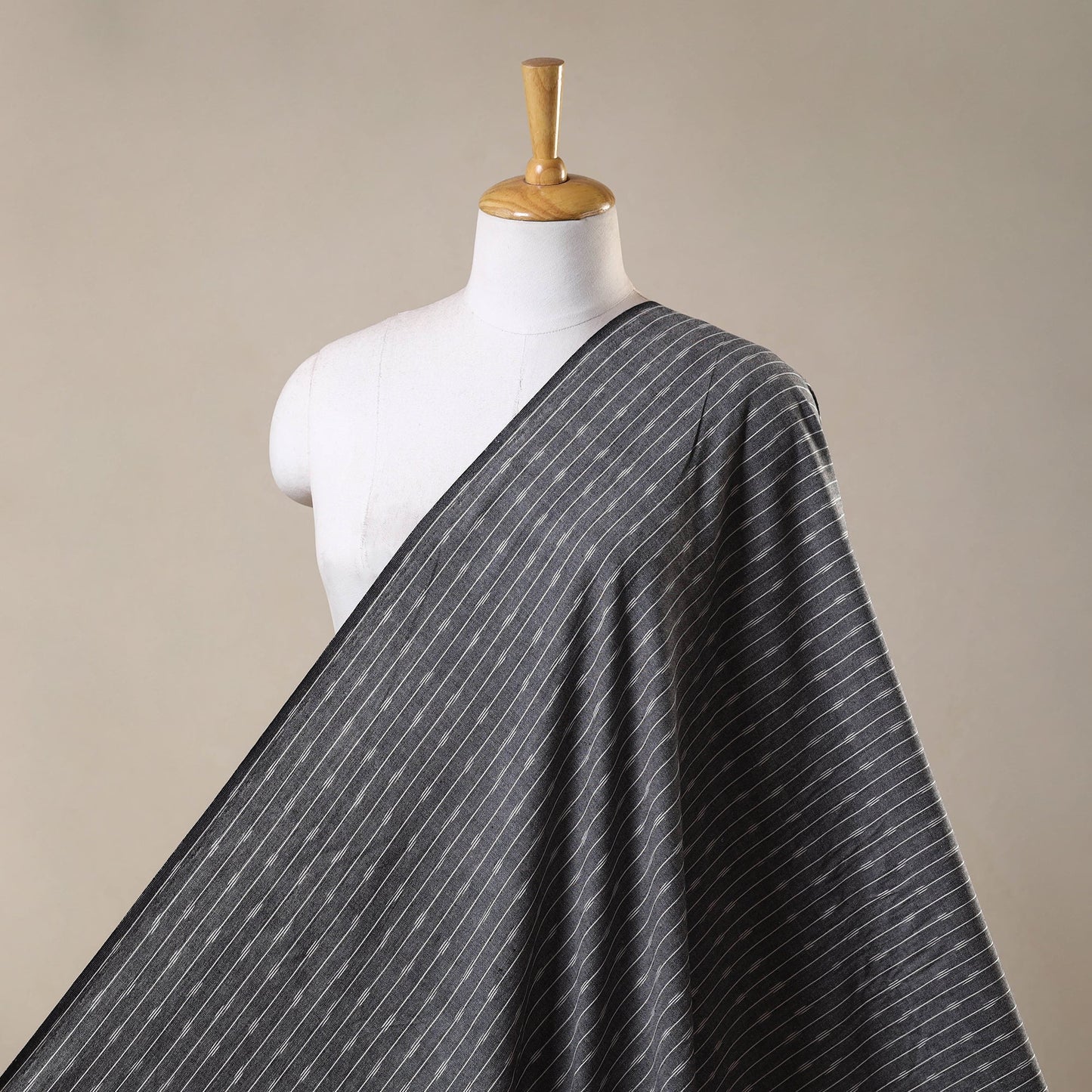 Grey - cotton pochampally ikat fabric 21 - handcrafted