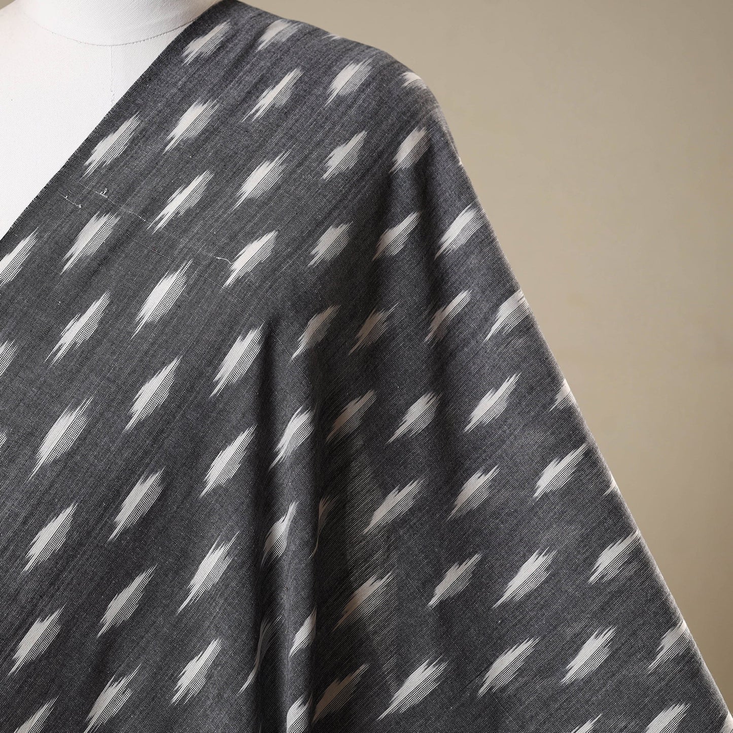 Grey - cotton pochampally ikat fabric 25 - handcrafted