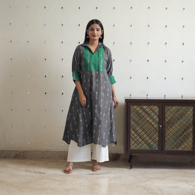 Buy Grey Cotton Pochampally Ikat Kurta for Women