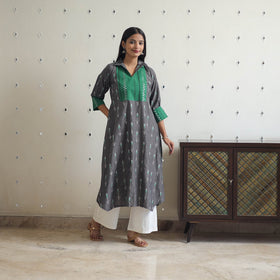 Buy Grey Cotton Pochampally Ikat Kurta for Women