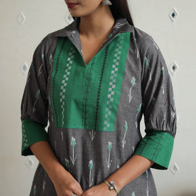 Buy Grey Cotton Pochampally Ikat Kurta for Women