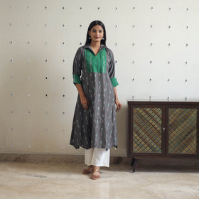 Buy Grey Cotton Pochampally Ikat Kurta for Women