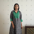 Buy Grey Cotton Pochampally Ikat Kurta for Women