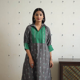 Buy Grey Cotton Pochampally Ikat Kurta for Women