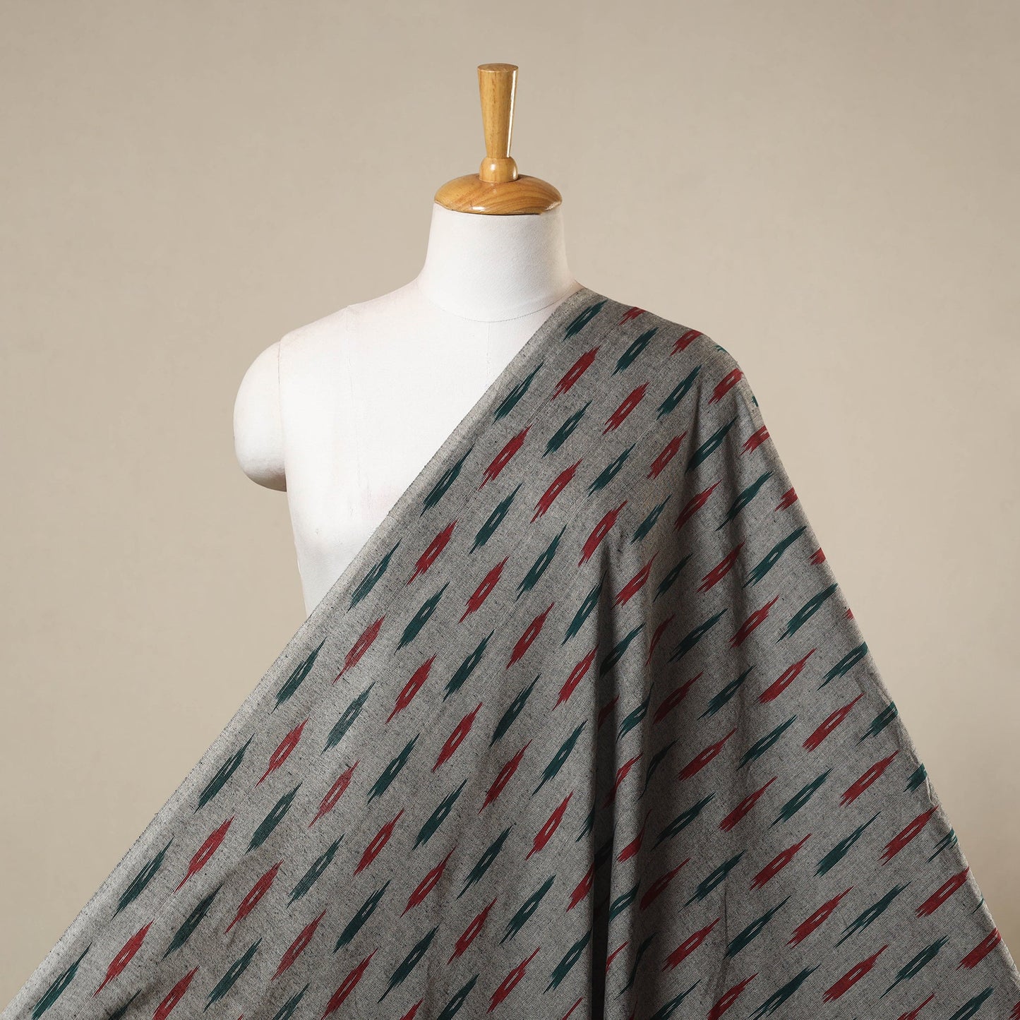 Grey Handloom Cotton Pochampally Weave Ikat Fabric