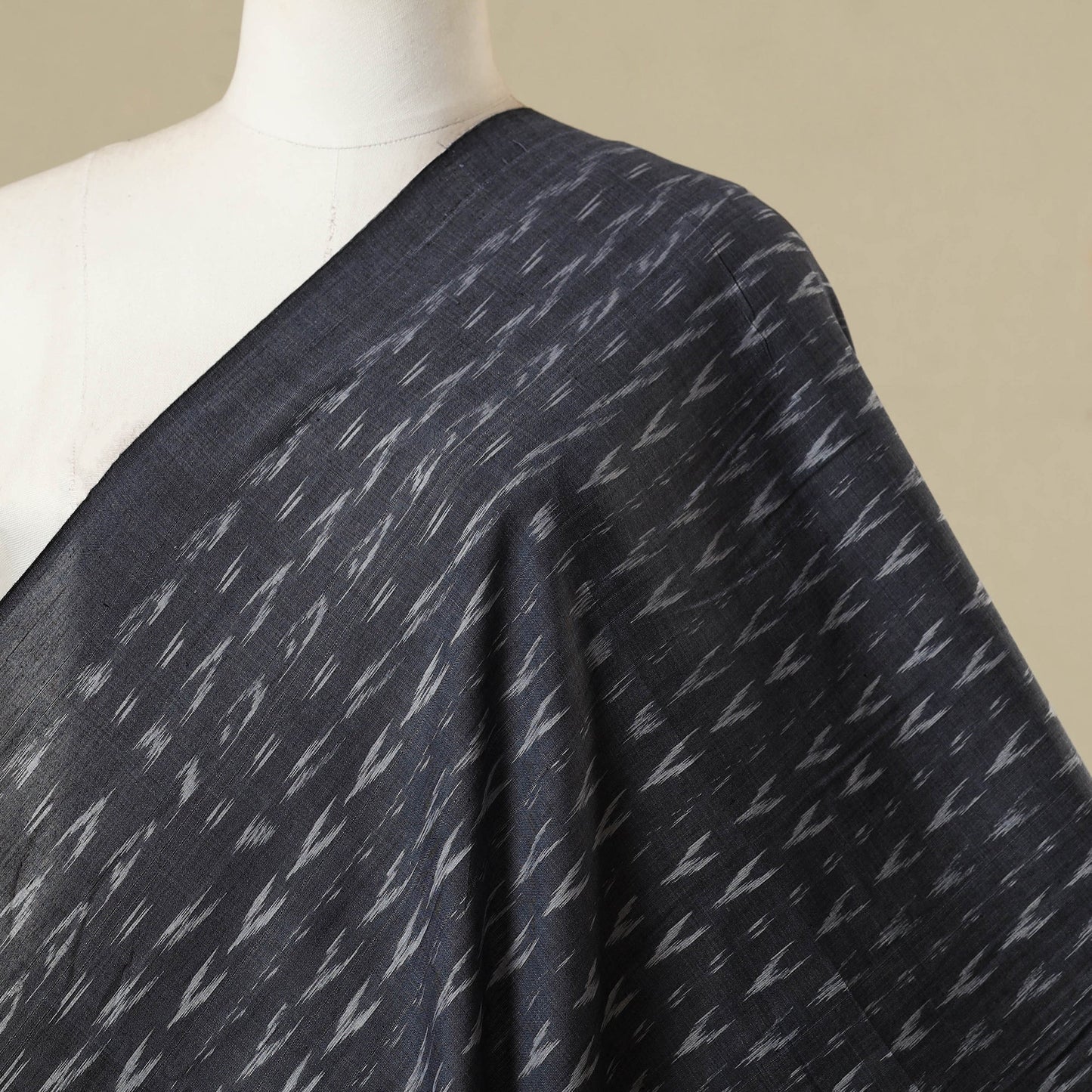 Grey - cotton sambalpuri ikat fabric 27 - handcrafted