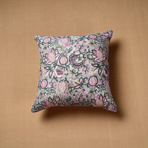 Grey - cotton sanganeri cushion cover (16 x 16 in) 80