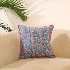 Grey - cotton sanganeri cushion cover 24 - handcrafted