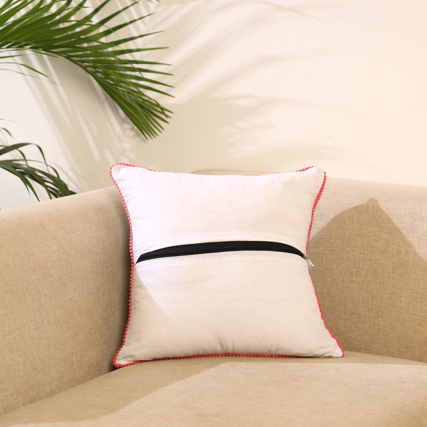 Grey - cotton sanganeri cushion cover 24 - handcrafted