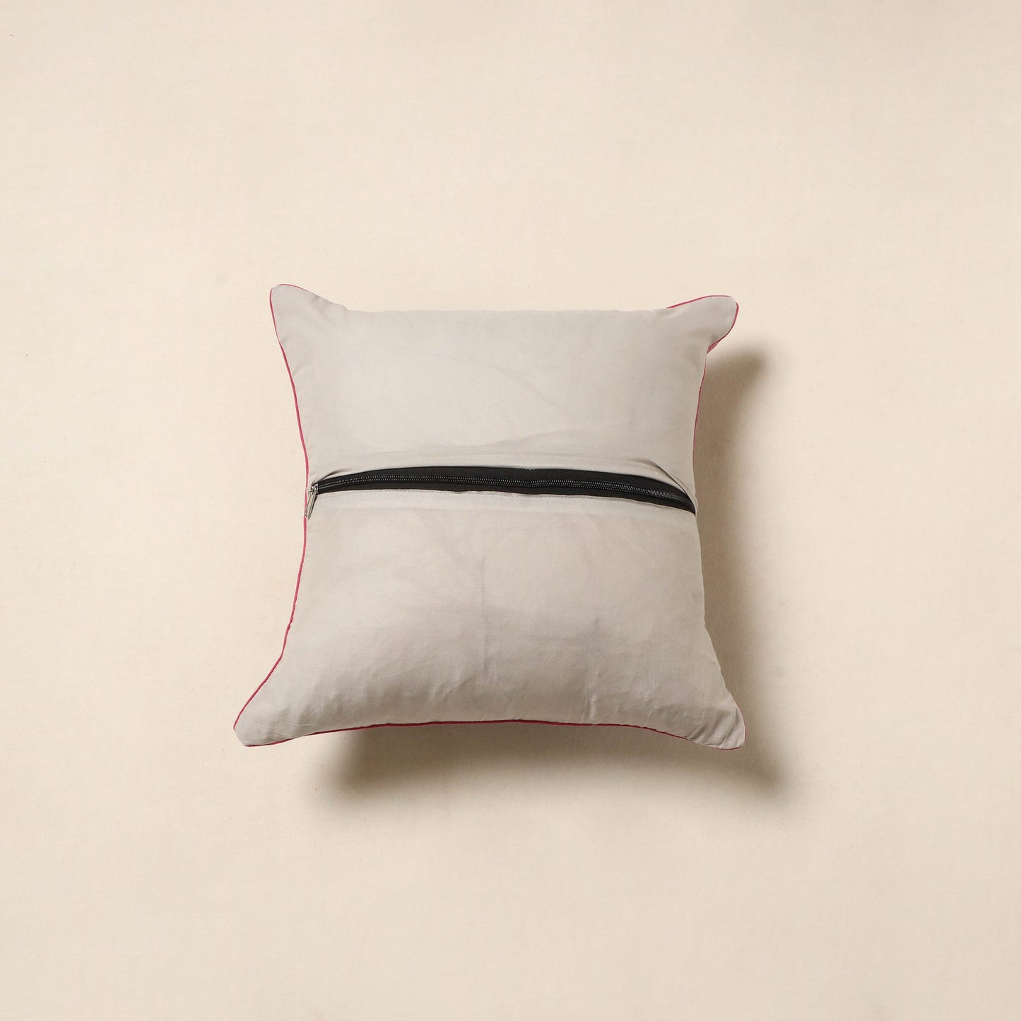 Grey - cotton sanganeri cushion cover 30 - handcrafted