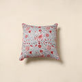 Grey - cotton sanganeri cushion cover 30 - handcrafted