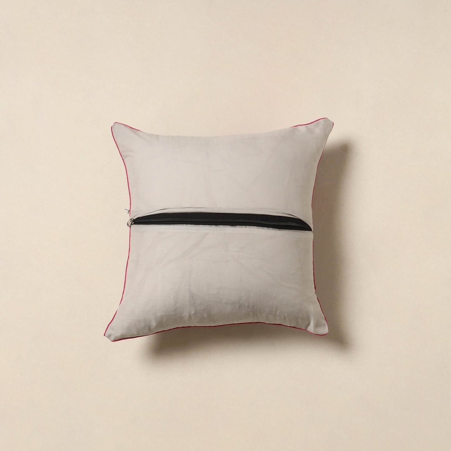 Grey - cotton sanganeri cushion cover 40 - handcrafted