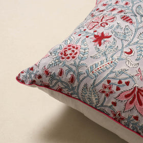 Grey - cotton sanganeri cushion cover 40 - handcrafted