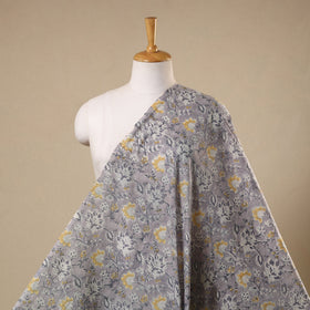 Grey Block Print Cotton Sanganeri Fabric