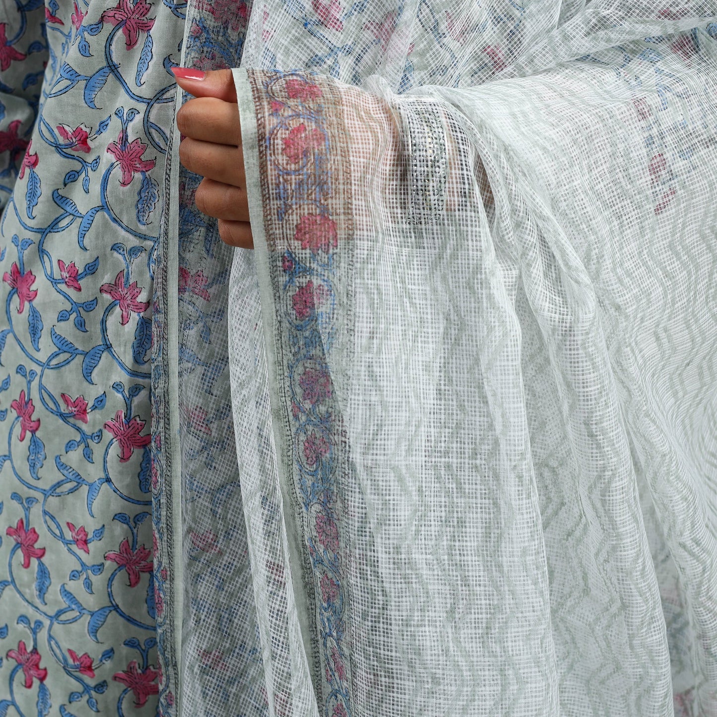 Buy Block Print Cotton Sanganeri Kurta Set