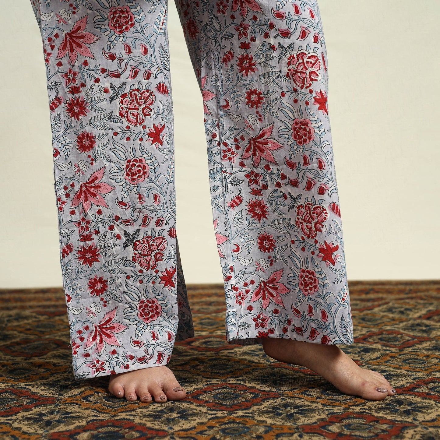 Buy Cotton Grey Sanganeri Block Print Night Suit Set Online 