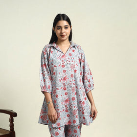 Buy Cotton Grey Sanganeri Block Print Night Suit Set Online 
