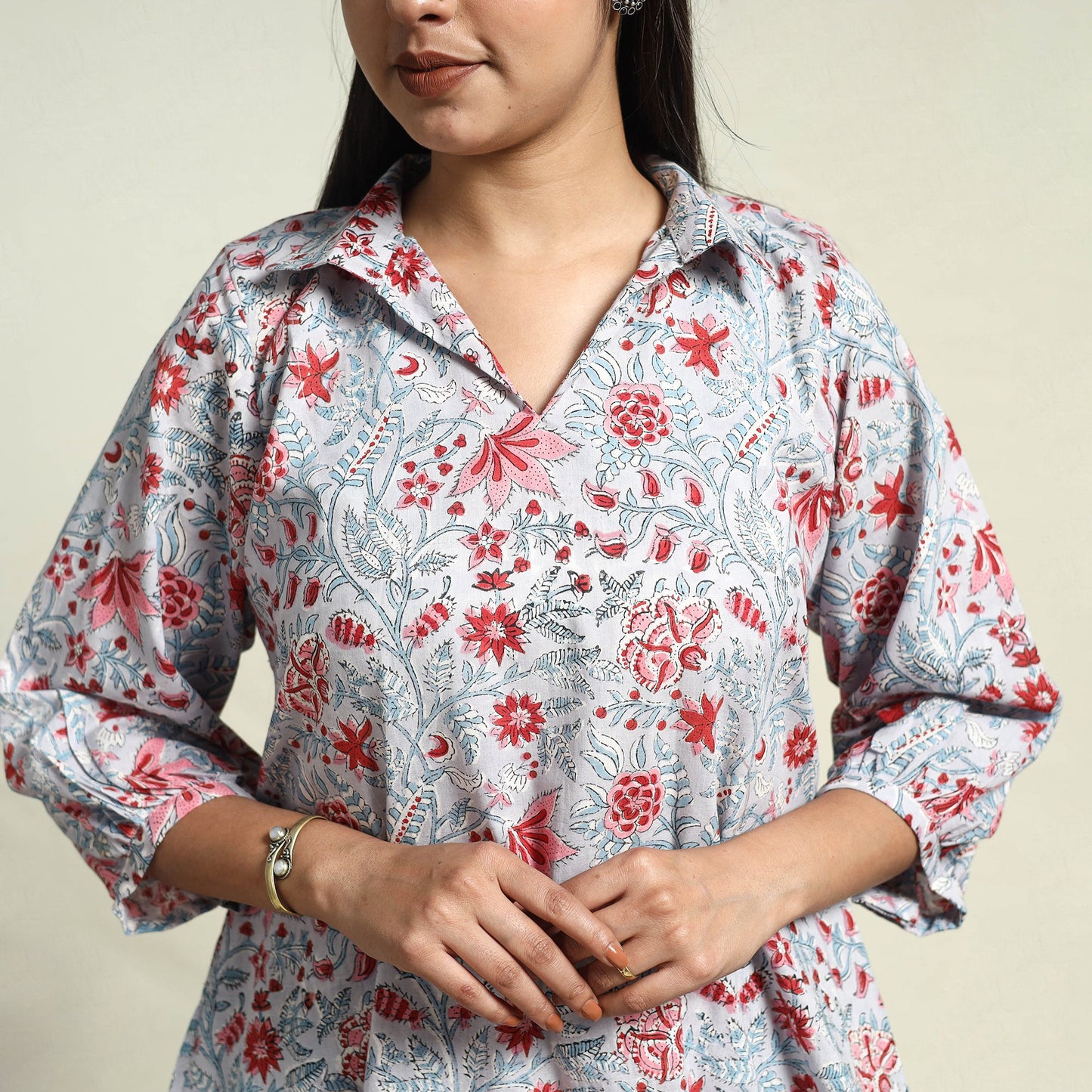 Buy Cotton Grey Sanganeri Block Print Night Suit Set Online 