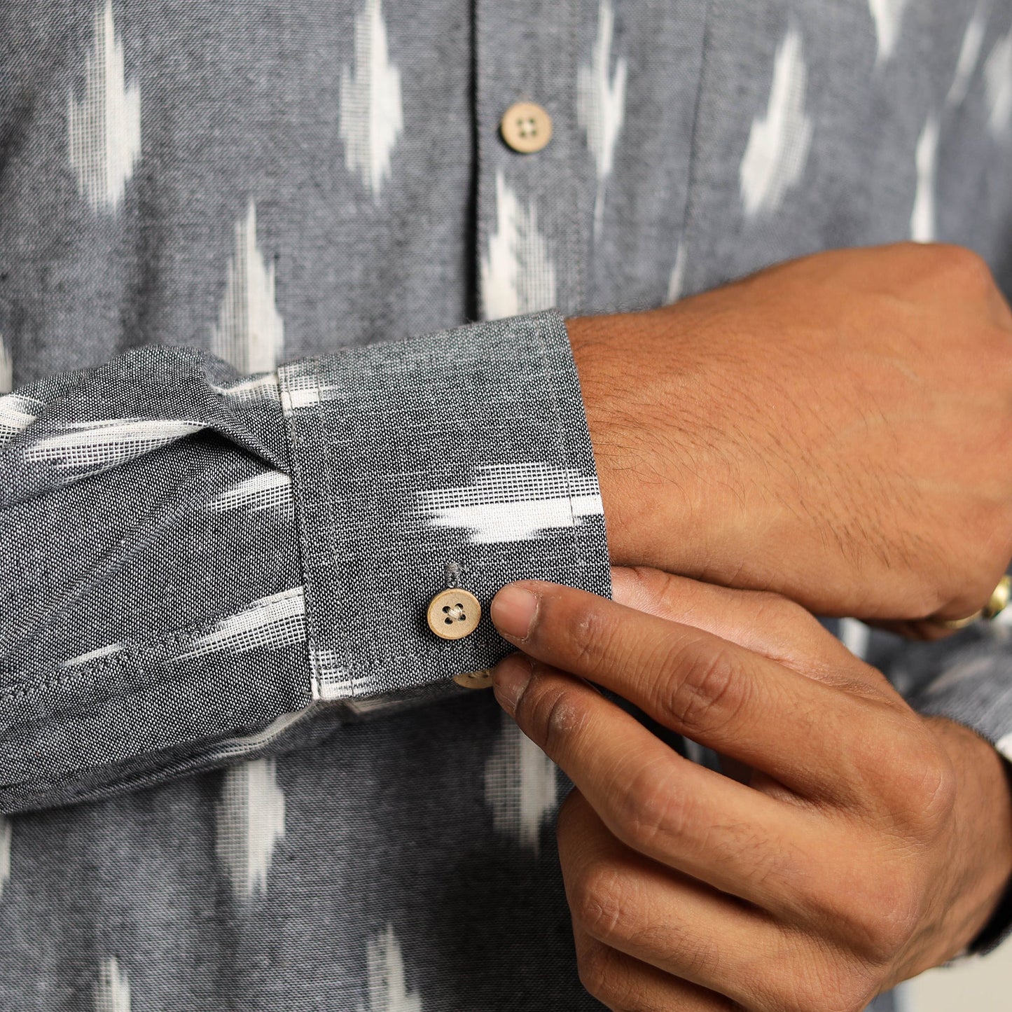 Buy Grey Cotton Short Pochampally Ikat Kurta for Men