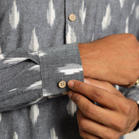 Buy Grey Cotton Short Pochampally Ikat Kurta for Men