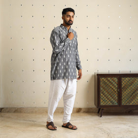 Buy Grey Cotton Short Pochampally Ikat Kurta for Men