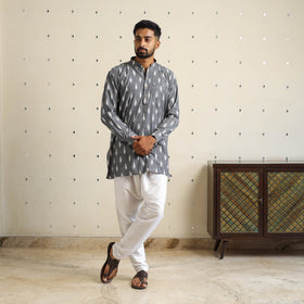 Buy Grey Cotton Short Pochampally Ikat Kurta for Men